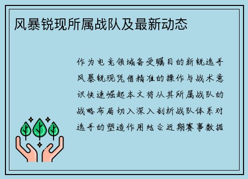 风暴锐现所属战队及最新动态