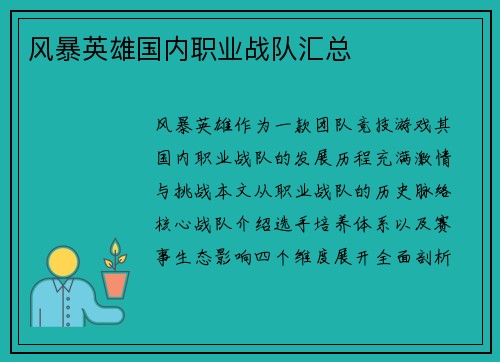 风暴英雄国内职业战队汇总